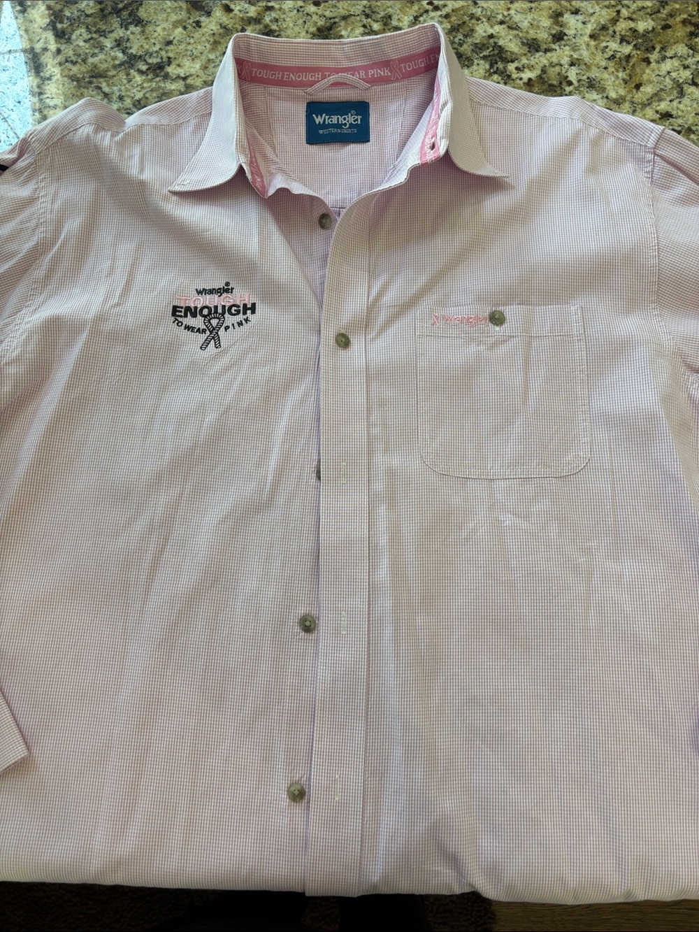 Wrangler Men’s Tough Enough to Wear Pink Micro-Check Button-Down Shirt